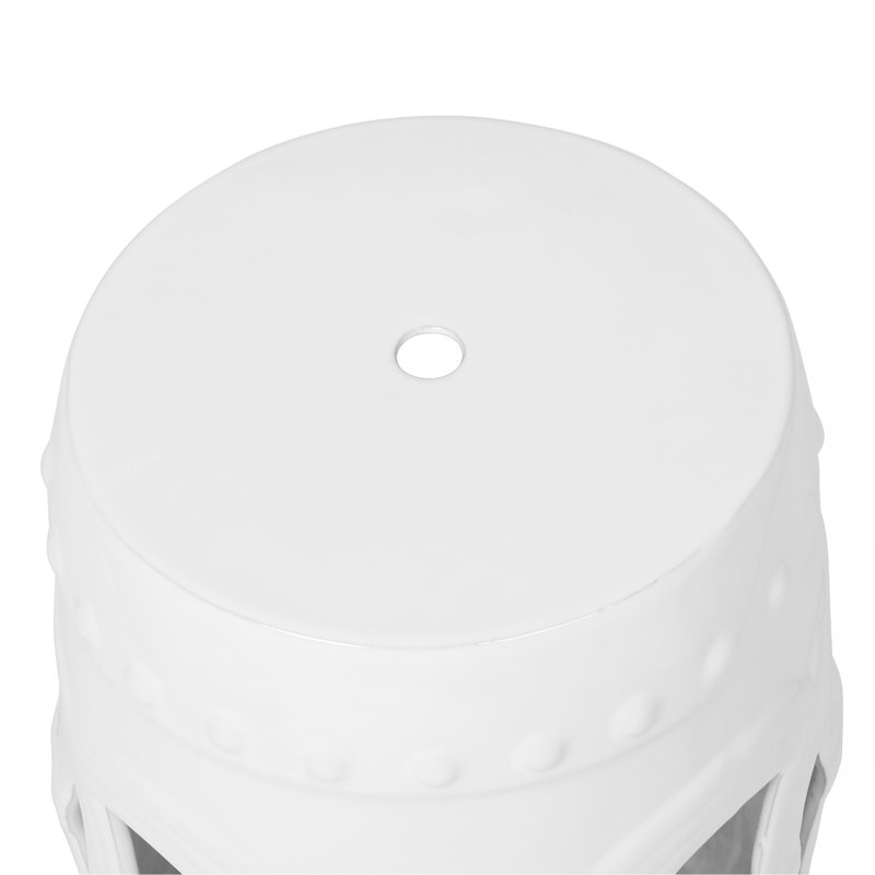 Table d'appoint d'extérieur tambour en céramique, Blanc 1, 10.5"