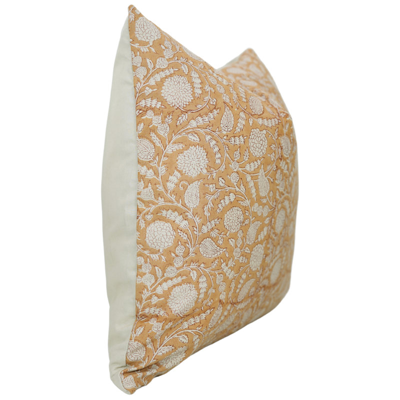 Ensemble de 4 coussins lombaires en satin de coton à imprimé bloc Fab Fabine (Gopi, orange), H 14 po x l 20 po