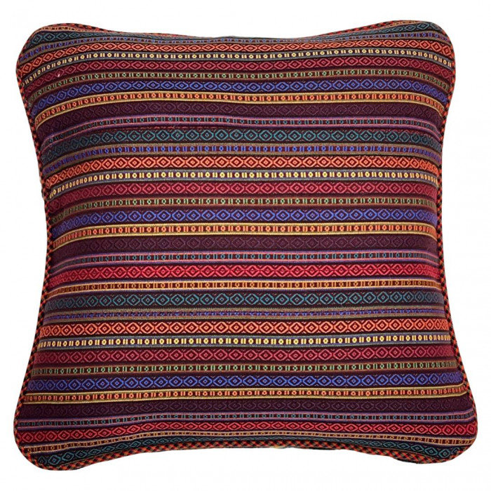 Wool Square Pillow Cover & Insert, Red/Navy Floral