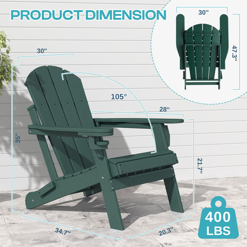 Felten Plastic Folding Adirondack Chair, Forêt