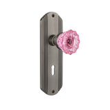 Deco Plate with Decorative Keyhole and Crystal Pink Door Knob