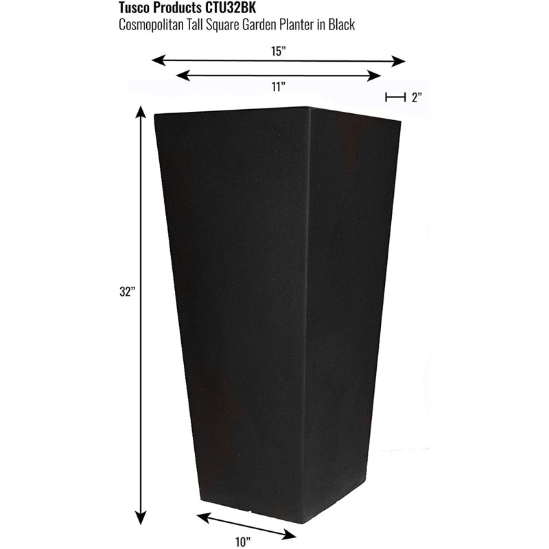 Cosmopolitan Pot Planter, 32"H x 15"W x 10"D, Black