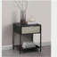 Duncan Black 1-drawer Radio Weave Cane Metal Bedside Table-129107210