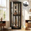 170cm Black Pentagonal Corner Display Cabinet - LED Illuminated Glass Showcase