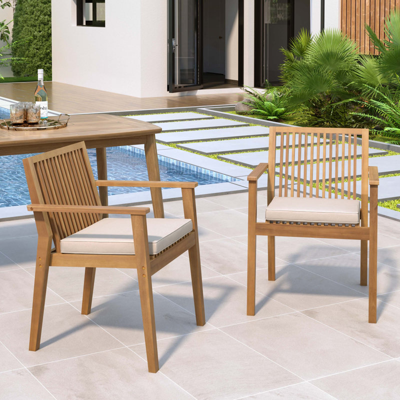 Chaises de patio en bois d'acacia pour une utilisation confortable, Brun