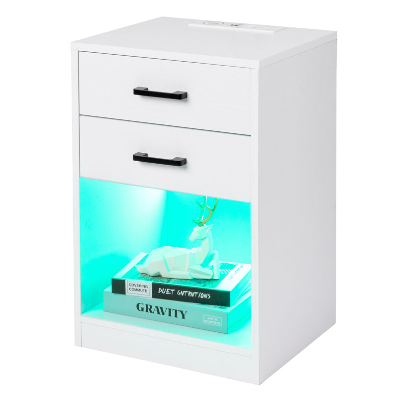 Table de chevet 2 tiroirs Blayre, Blanc