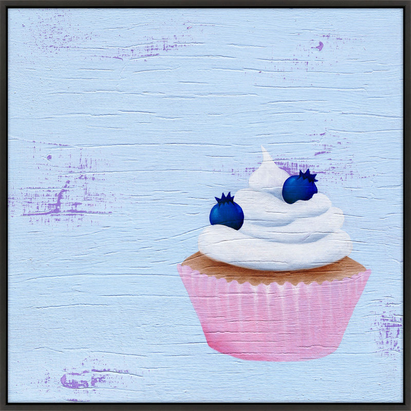 Blueberry Cupcake Print by Katy Montica, 30" W x 30" H x 1.38" D, Black Framed Canvas