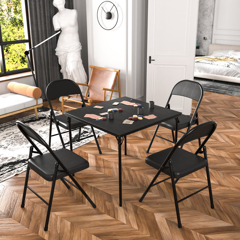 Table de jeu de cartes avec chaises 33,8 "33,8", Noir / Noir