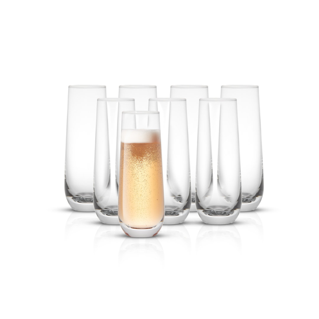 JoyJolt Milo Champage Flute Glass, 9.4oz (Set of 8) JoyJolt