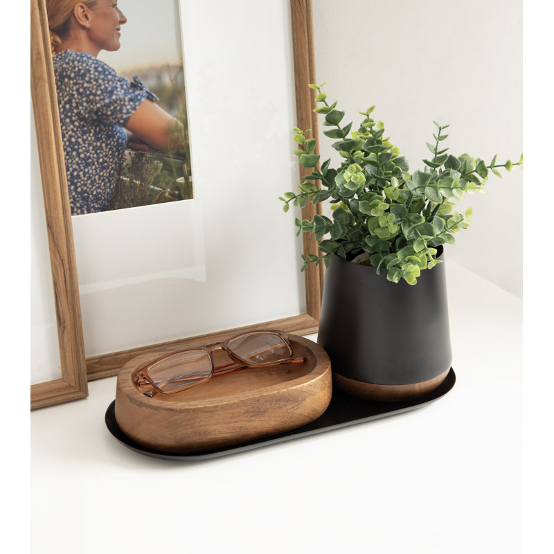 Montae Metal Desk Organizer, Black/Brown