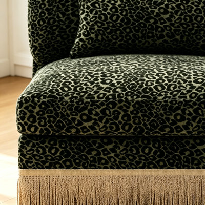 Armless Sofa Chair Leopard Chenille W/1 Pillow