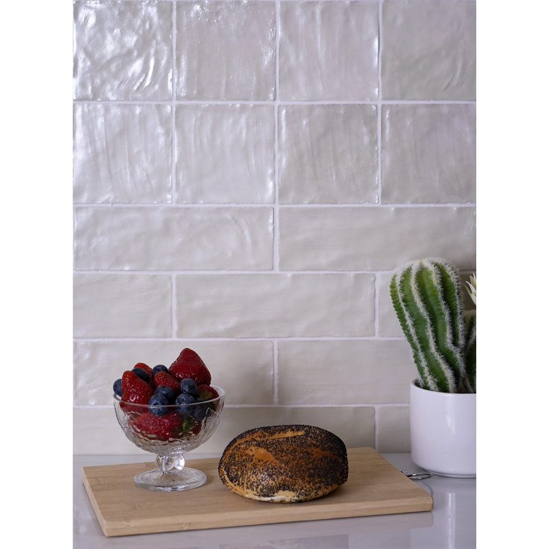 Mallorca 8" x 2.5" Ceramic Subway Tile, Blue