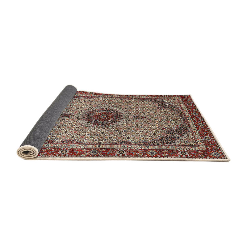 Tapis décoratif en laine rouge/beige jaliyah oriental, Rond 6 pi