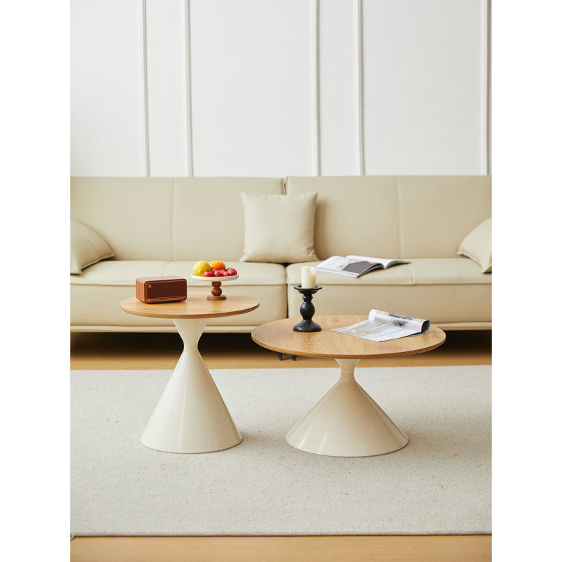 ROUND COFFEE TABLE WHITE+WOOD, Coffee Table