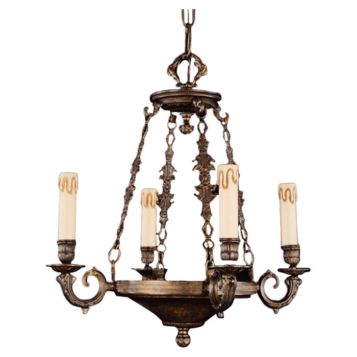 Deeds 4 - Light Candle Style Chandelier, Antique French Gold
