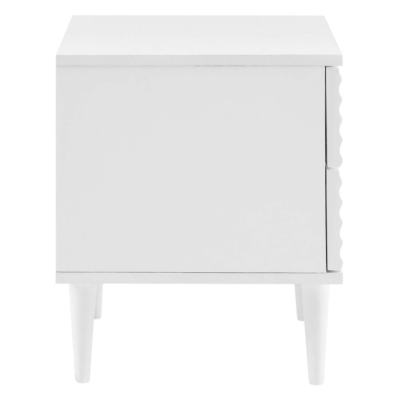 White Wave Design 2-Drawer Nightstand with Tapered Legs