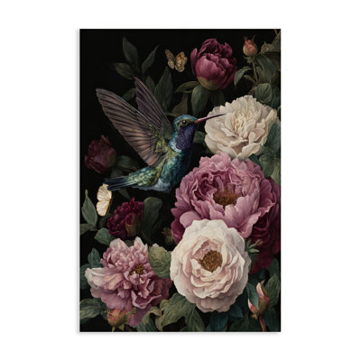 Colibri et toile de pivoines luxuriantes, design par The Wands Want