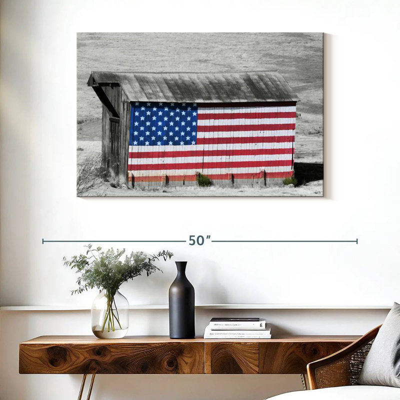 Borges American Flag Barn, 26" H x 39" W