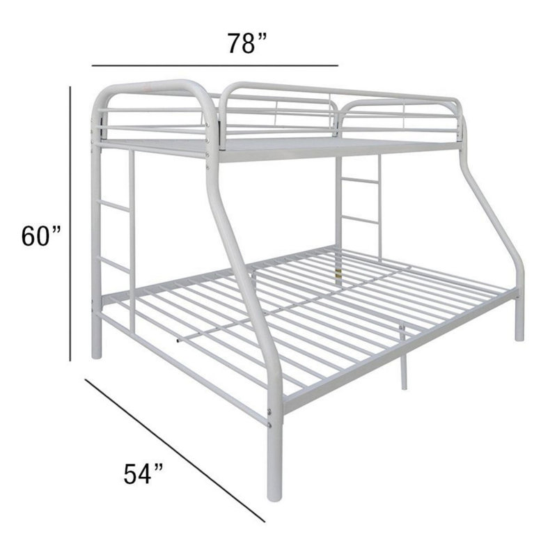 Kuehl Bunk Bed with Built-in Ladder, White, Extra-Long Twin over Queen
