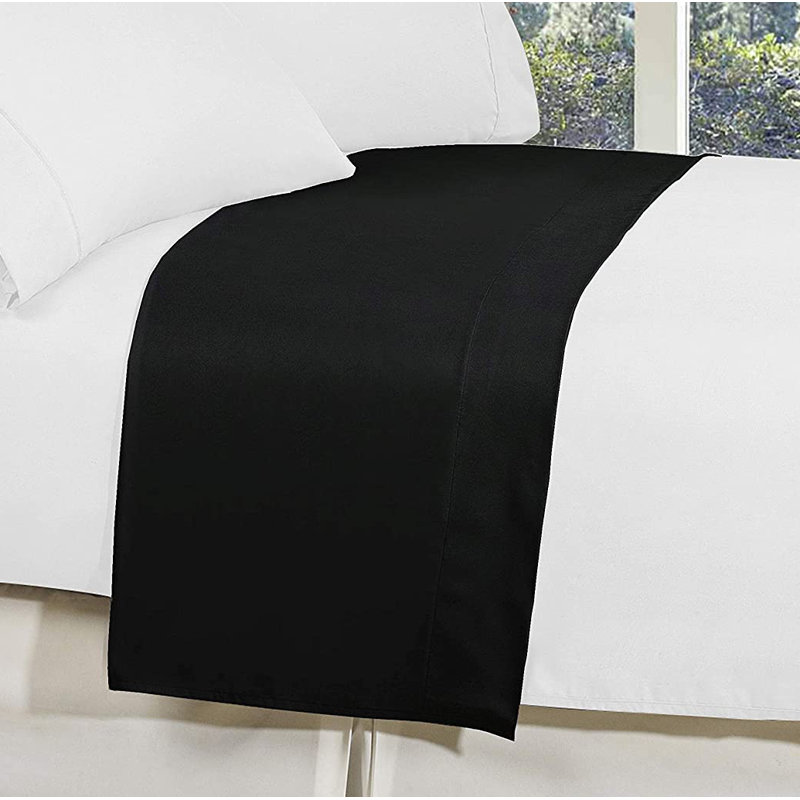 Microfiber Jersey Knit Flat Sheet, California King Flat Sheet, Black