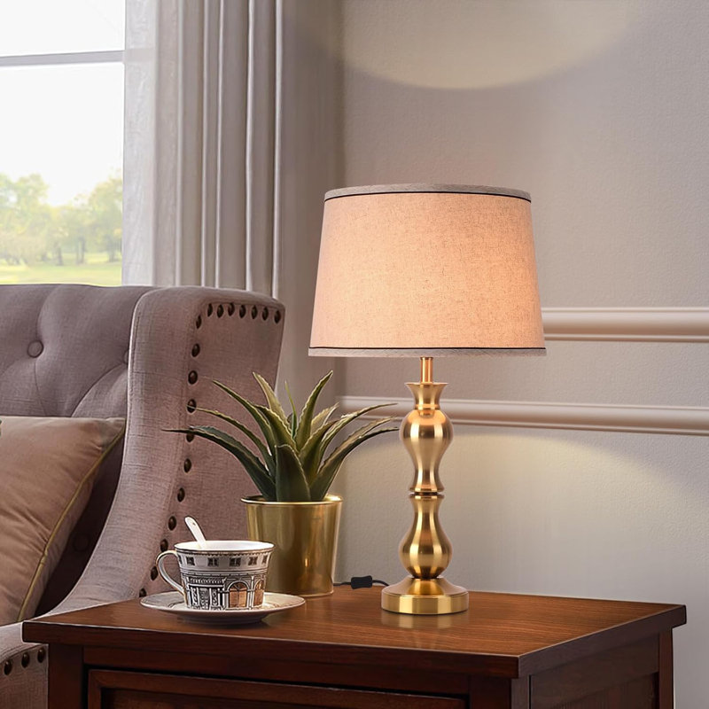 Modern Brass Gold Farmhouse Table Lamps Set Of 2 - Tall Buffet Lamps For Bedroom, Living Room, Nightstand
