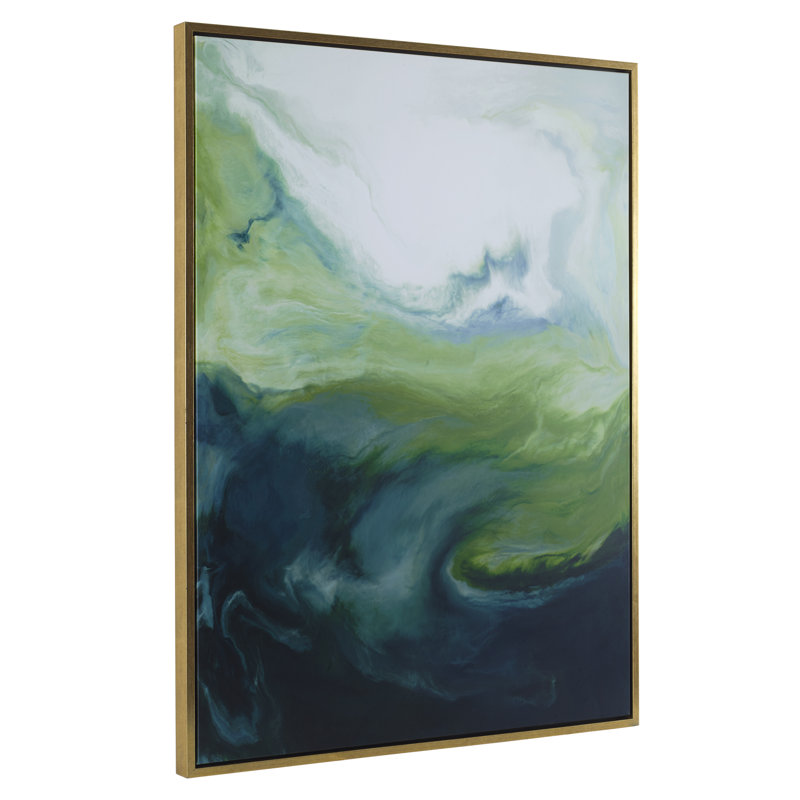 Serene Green Framed Abstract Art