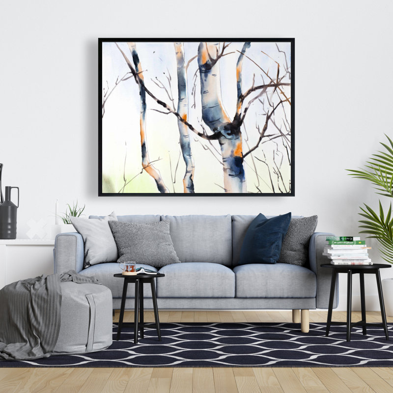 Three Small Birch Trees Print On Canvas