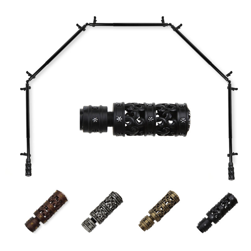 Tringle à rideaux simple ajustable Cel1, Noir, 28 po à 48 po (chaque côté)