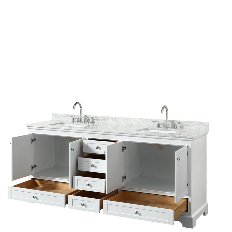 Ensemble de meuble-lavabo double 80 "Deborah, blanc, Chrome poli