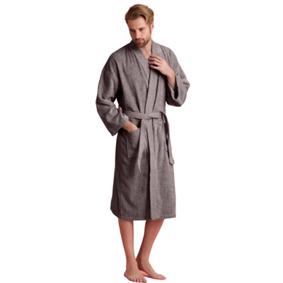 Ladijah Cotton Terry Cloth Gender Neutral Mid-Calf Bathrobe with Pockets