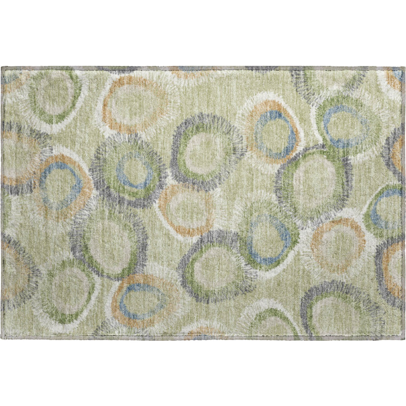 Premium Machine Washable Mayfield AMF2278 Geometric Rug, 1'8" x 2'6", Aloe