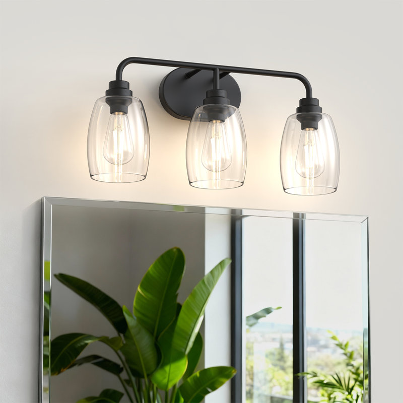 Luminaire de meuble-lavabo 3 lumières 21 po (l) 21 po avec abat-jour en verre transparent