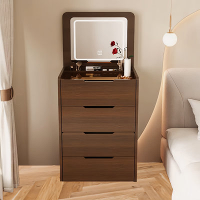 (48 cm) (noyer) Bureau de coiffeuse 3 en 1 avec miroir Plip