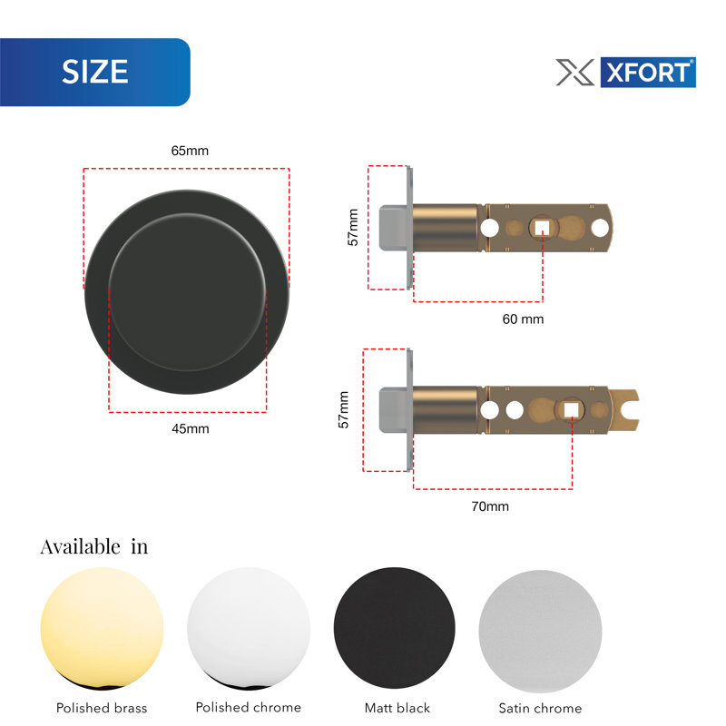XFORT Tulip Entrance Knob Set, Door Knob with Lock for Internal Wooden Doors, Polished Brass