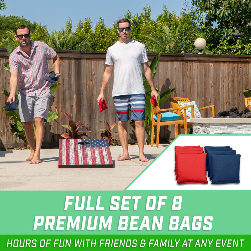 American Flag MDF Cornhole Set with Bean Bags and Carrying Case