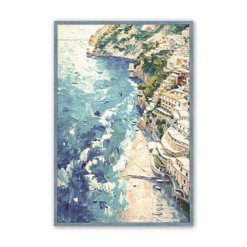 «Positano Sunset Serenade», reproduction d'art encadrée sur papier par Azure Artisanal Studio, Ciel électrique