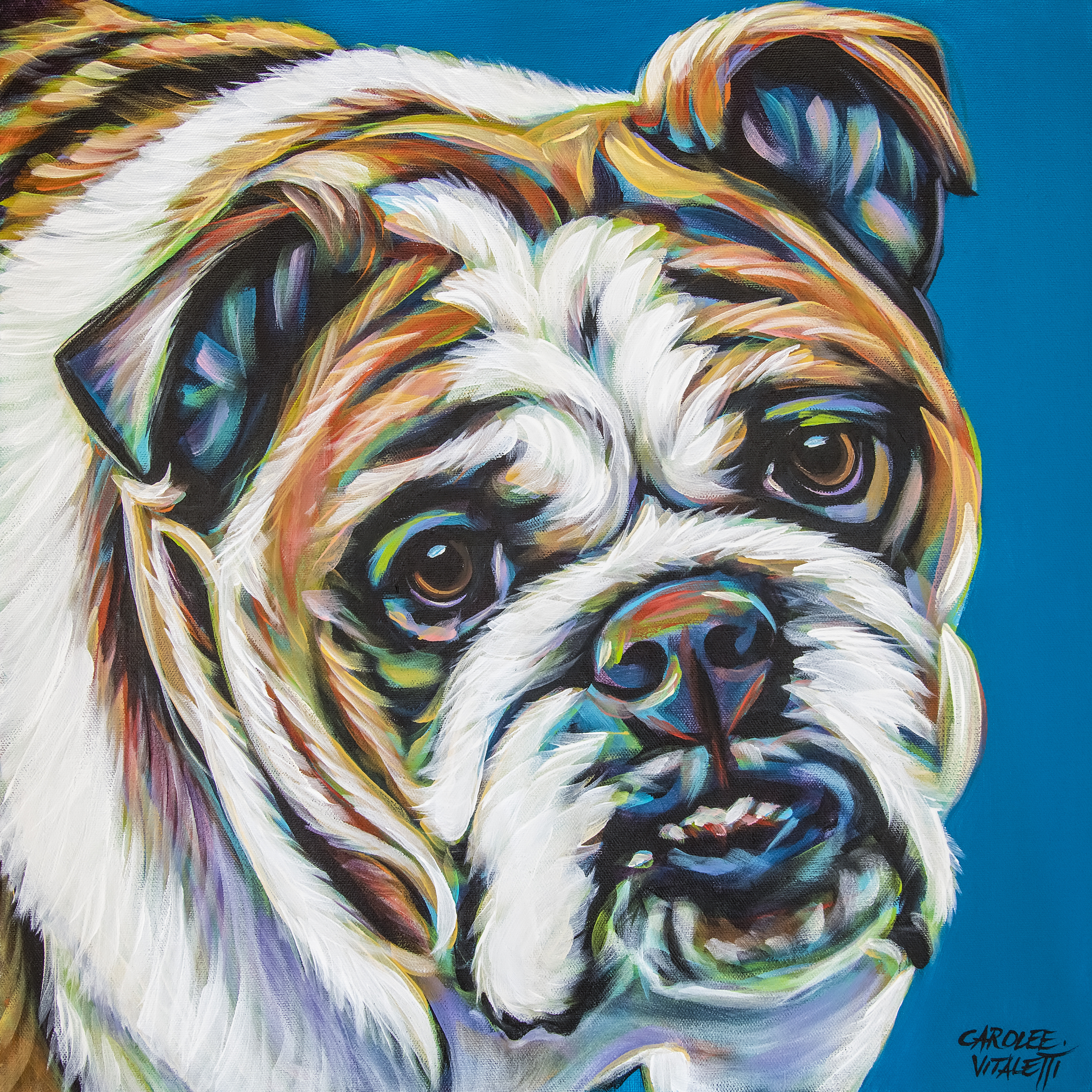 Colorful hot sale bulldog painting