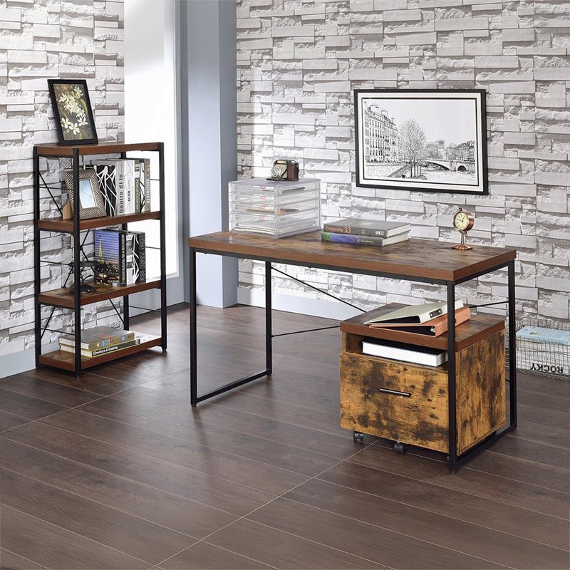 Weathered Oak And Black Bookcase For Displaying Storing In Your Home Rustic 3-Shelf With Decorative Touch