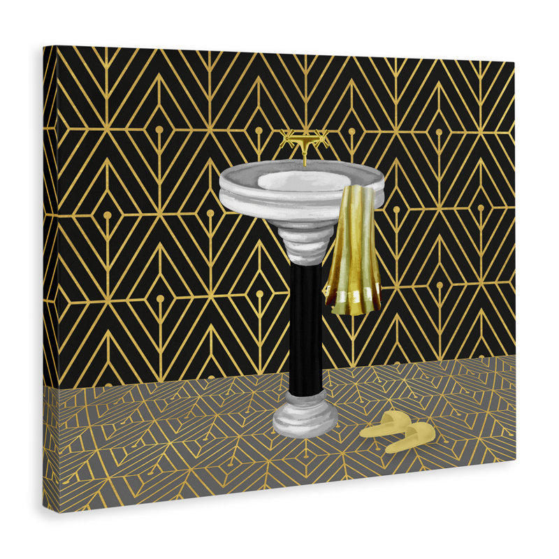 Toile de salle de bain glamour de style déco, design par Conrad Knutsen, H 16 po x l 20 po