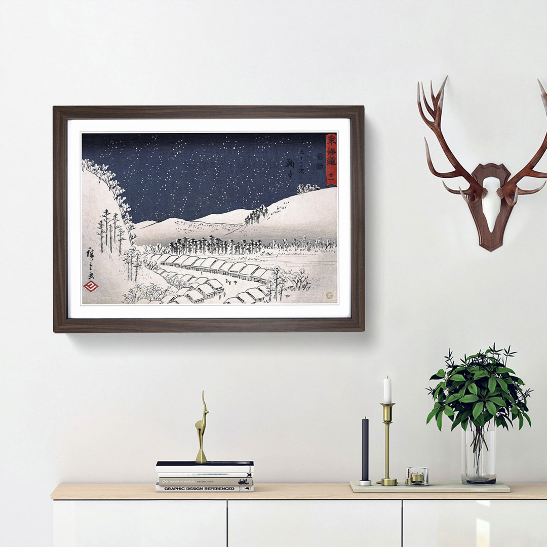 Mariko in the Snow by Utagawa Hiroshige - Framed Print