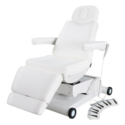  4 Motors Aesthetic Massage Chair With Foldable Leg, Full Electrical Dual Control Medical Facial Beds For Esthetician Beauty Bed Cushion Podiatry Doctors Chair