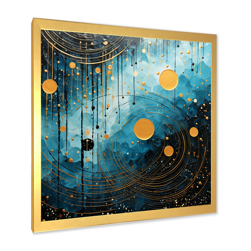 «Blue Minimalisme Moon VI» sur toile, Cadre doré à une seule photo, H 16 po x l 16 po x P 1 po