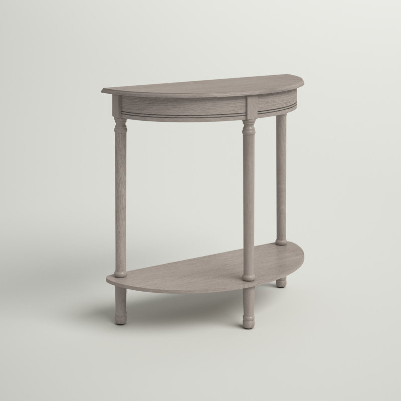 Console moderne demi-ronde 28 po Modern Gaston - Bois massif élégant avec un design peu encombrant pour la maison, Grège