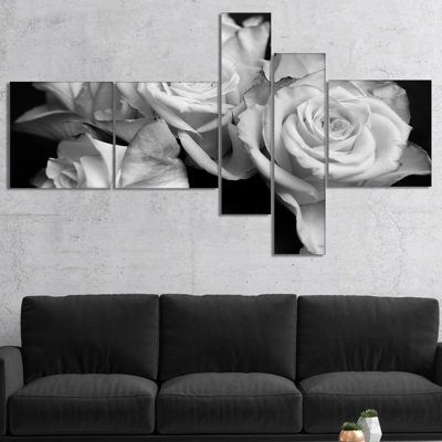 «Bunch of Roses Black and White», reproduction d'impression sur toile