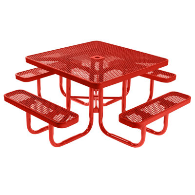 46In Square Picnic Table, Expanded, Red