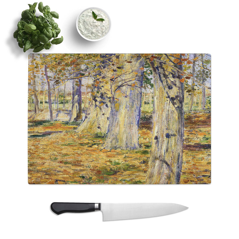 Tempered Glass Dead Leaves Chopping Board, 28.5 cm W x 20 cm L