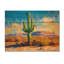 Saguaro dans la lumière dorée II - décoration murale en bois de cactus floral - sur bois de pin naturel-618182006