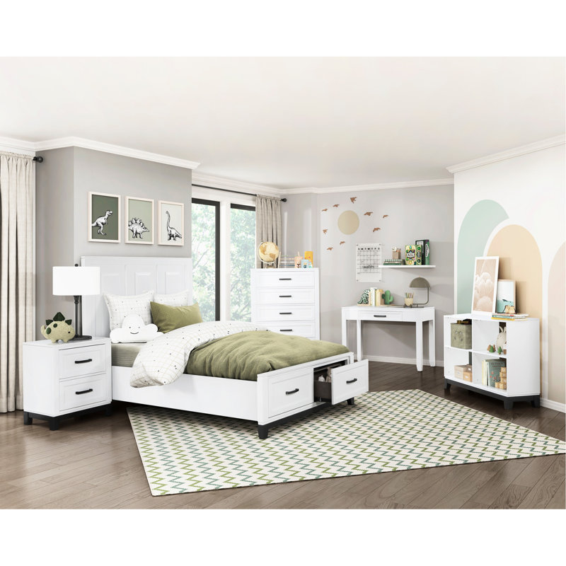 Lit plateforme rustique avec rangement - fini attrayant blanc