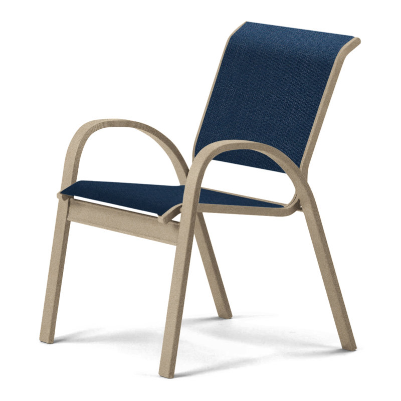 Aruba 1 Outdoor Dining Armchair, Textured Desert, Navy 13D Sunbrella®