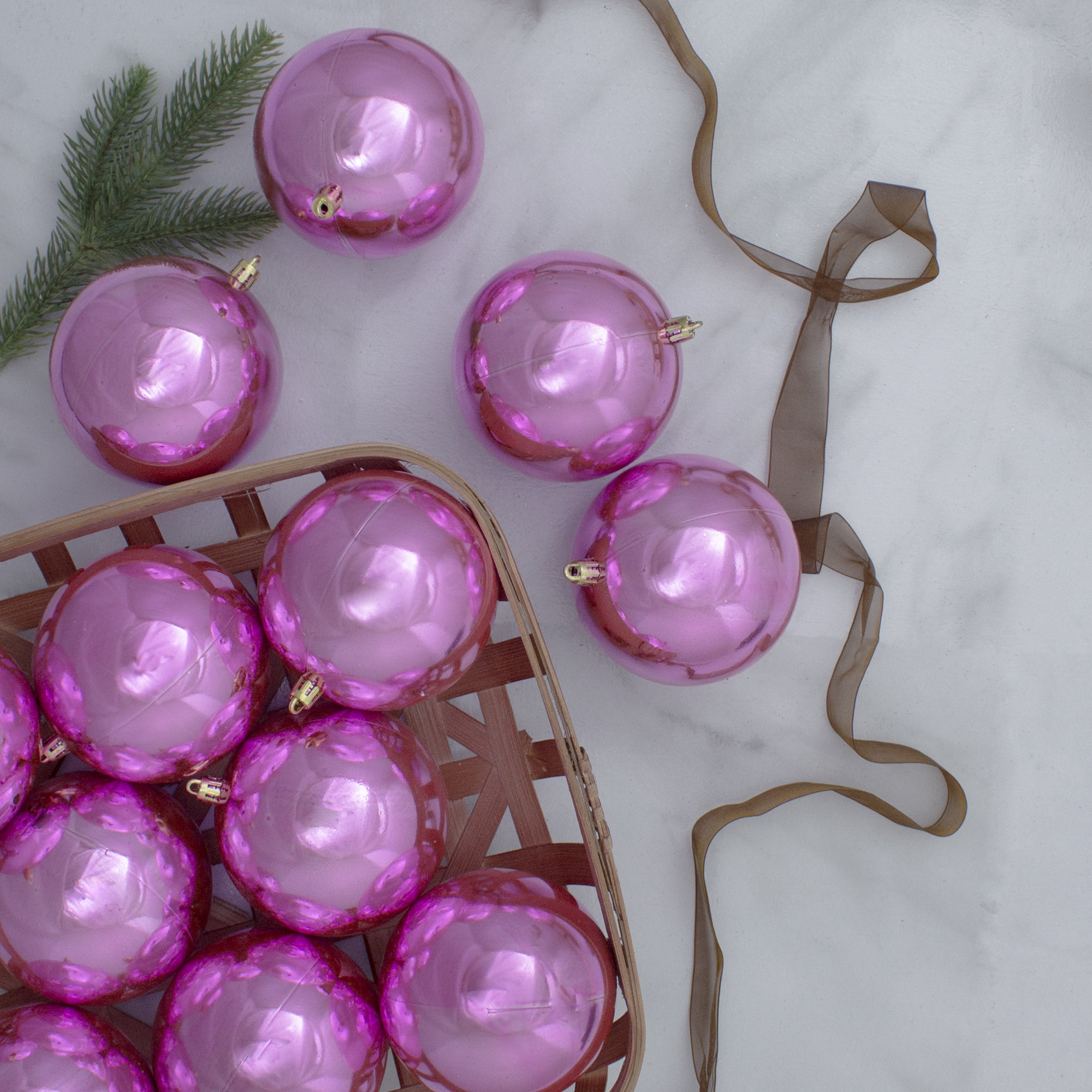 Shatterproof Shiny Christmas Ball Ornaments, Pink Magenta